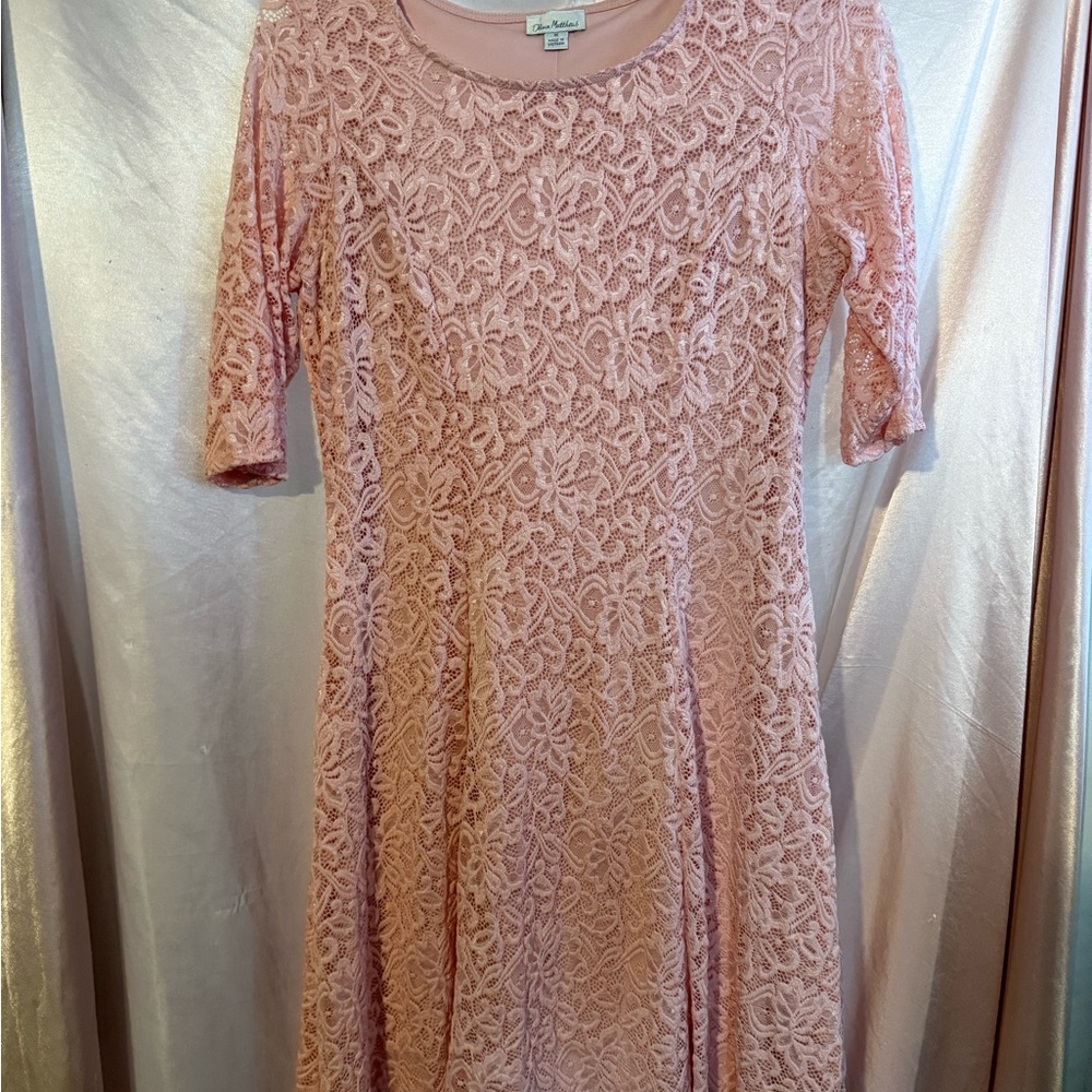 Olivia Matthews Pink A-Line Dress with 3/4 Sleeves